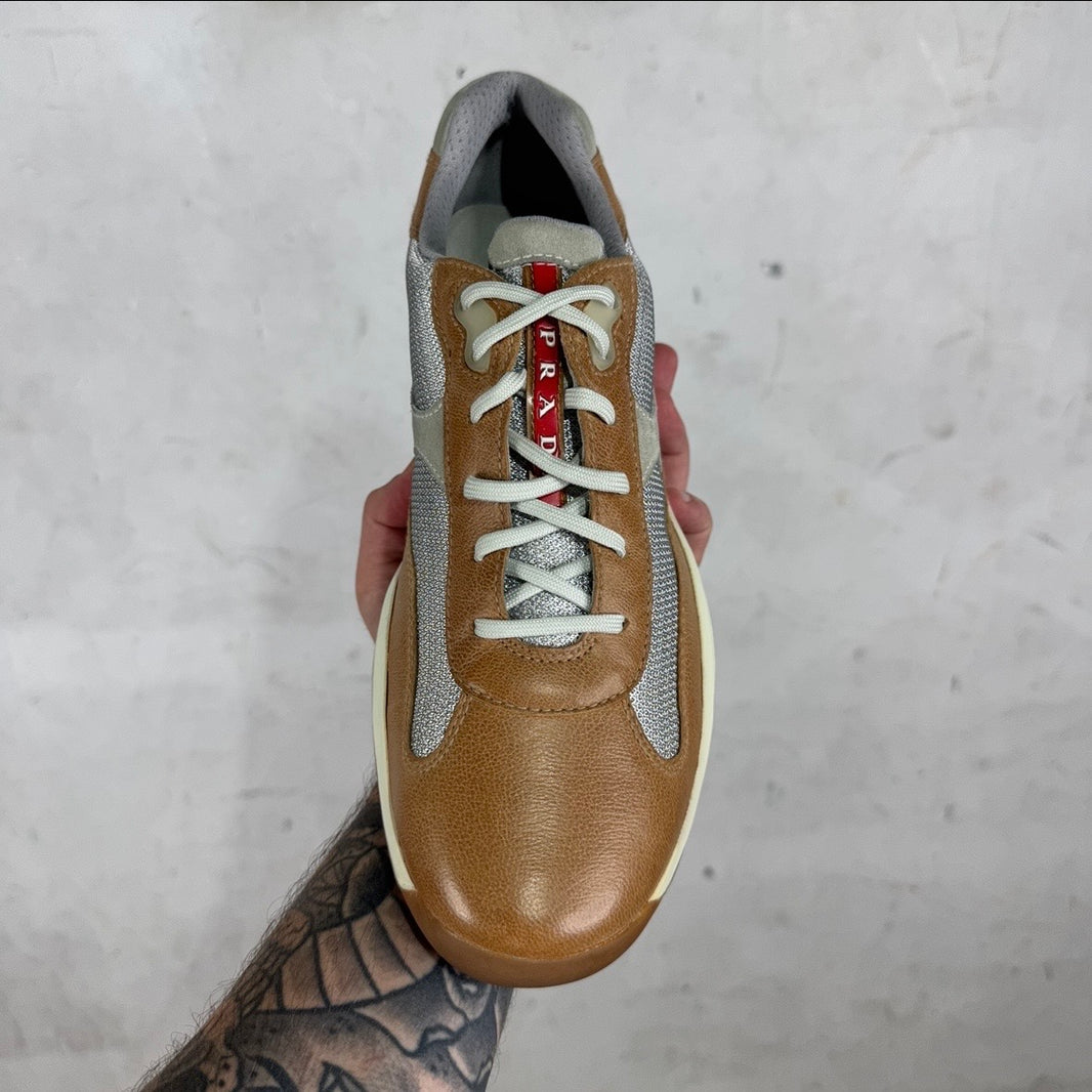 Prada Tan Leather/ Suede Exclusive Americas Cup