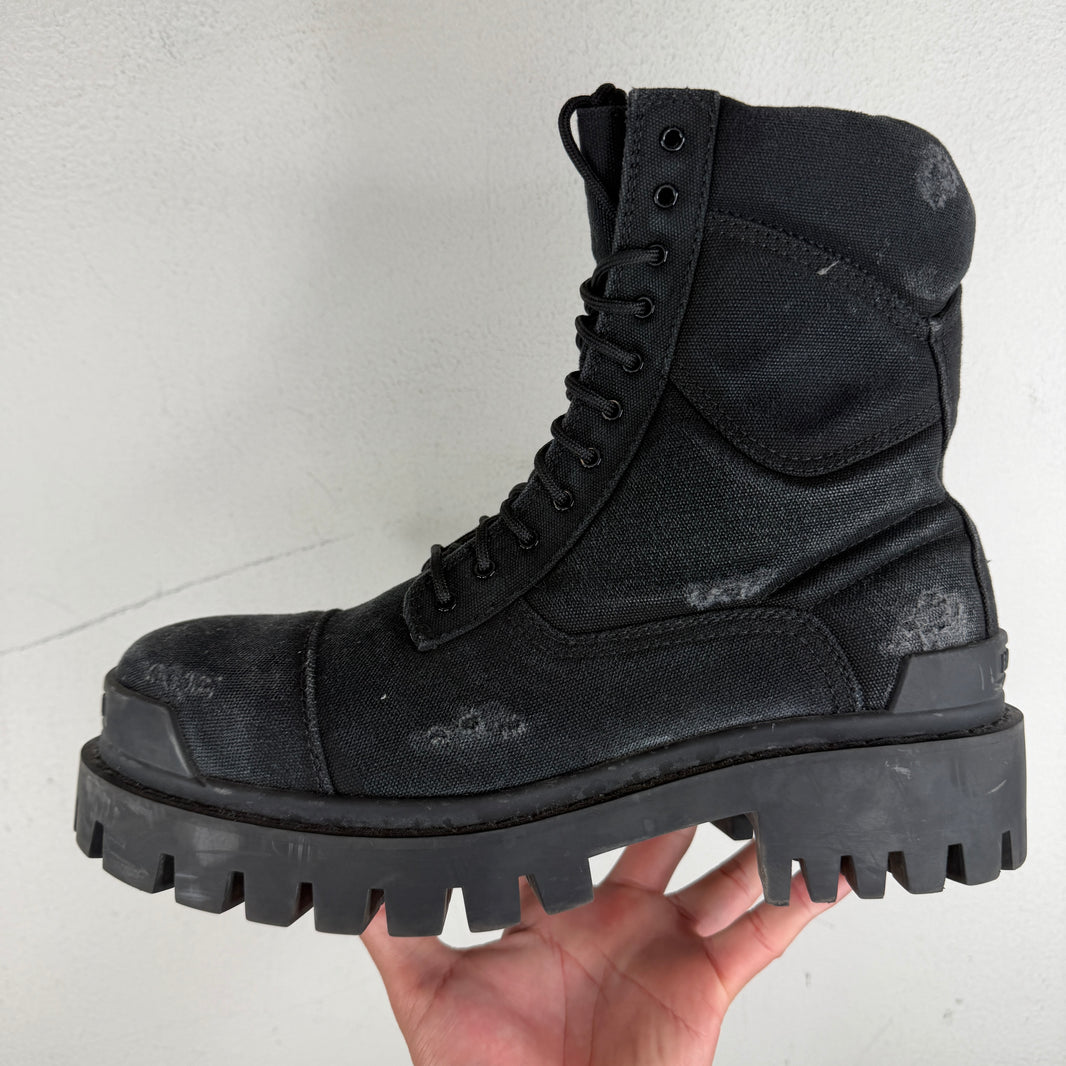 Balenciaga Black Canvas Strike Boots