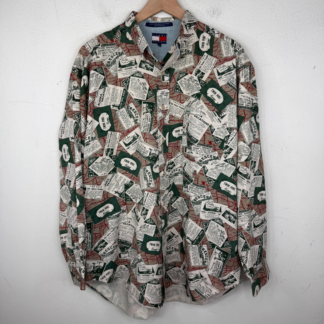 Vintage Tommy Hilfiger Post Card Button Up LS Shirt