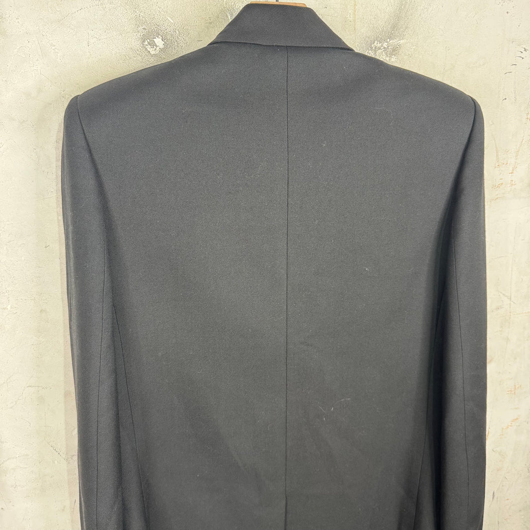 Saint Laurent Black Padded Shoulder Long Blazer