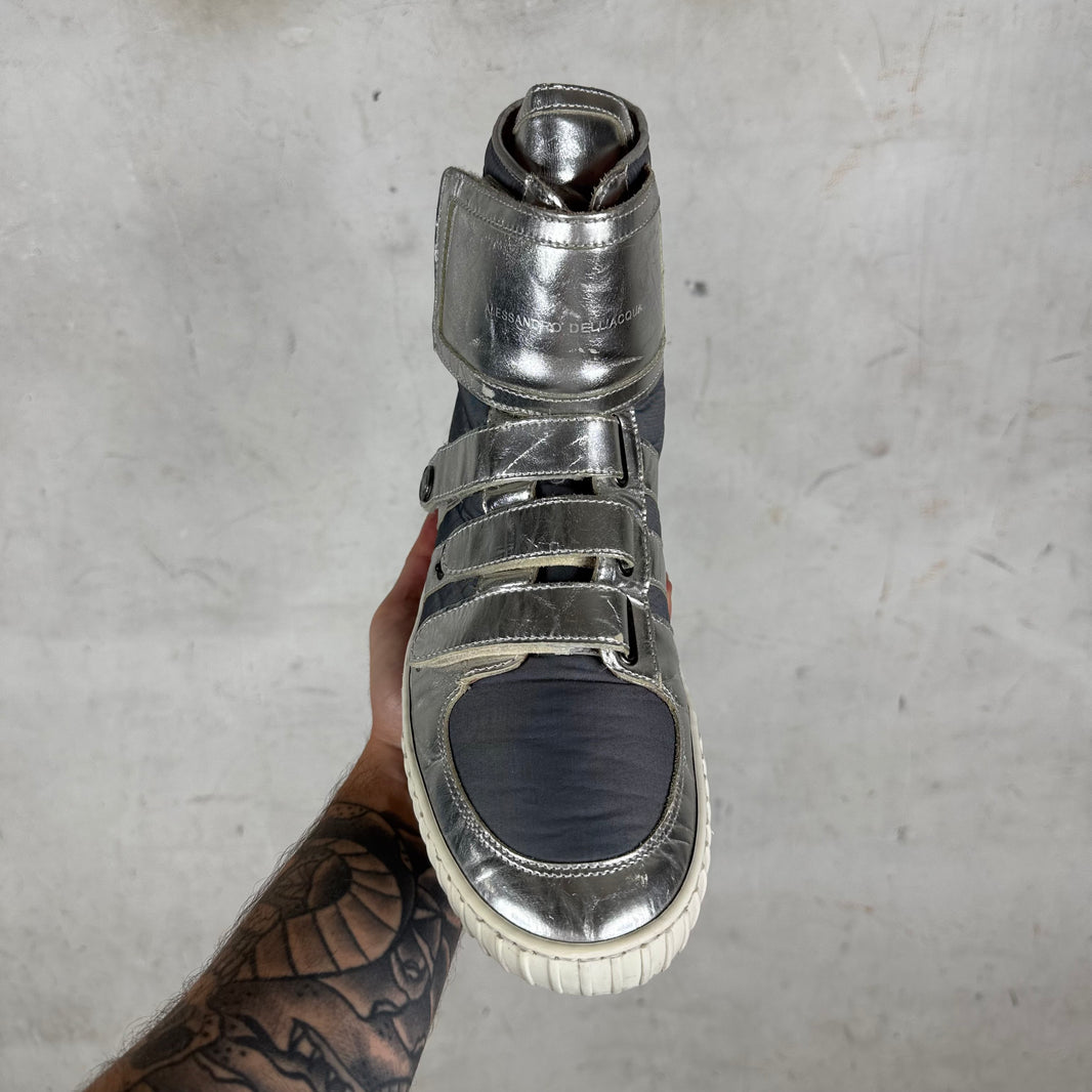 Allesandro Dellacqua Silver Strapped High Sneakers