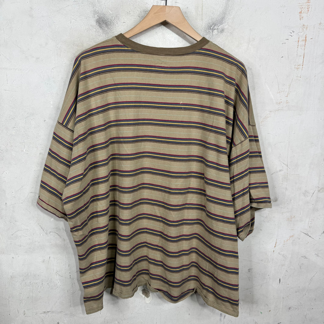 Kapital Tan Boxy Striped T-Shirt