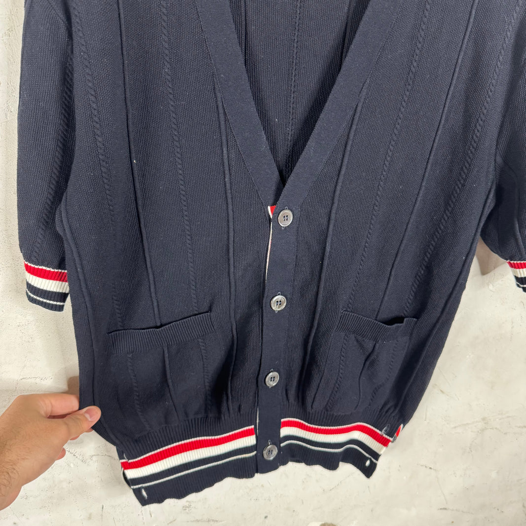 Thom Browne Navy S/S Knit Cardigan