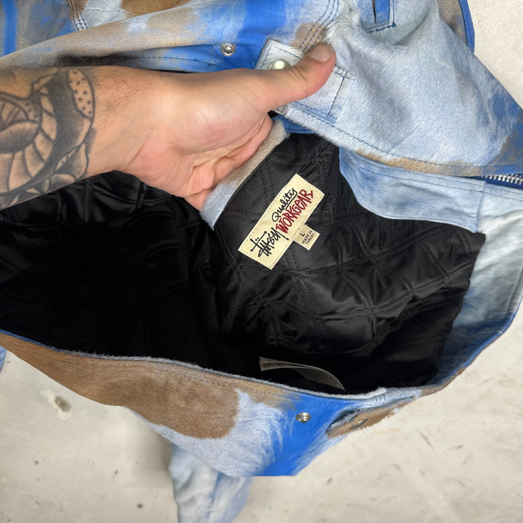 Stussy Cowhide Blue Leather Jacket
