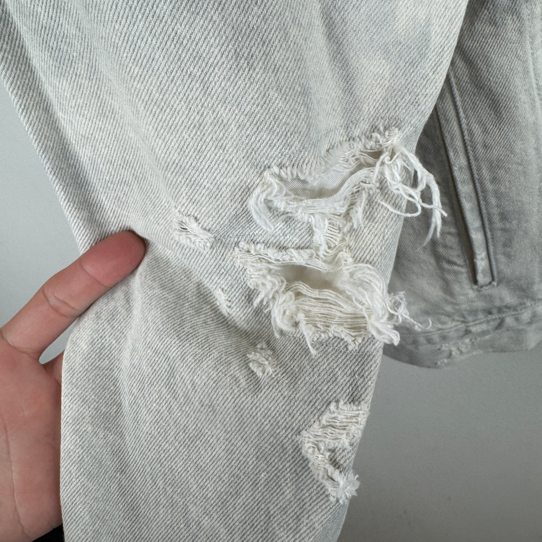 Balenciaga Distressed White Oversized Denim Jacket