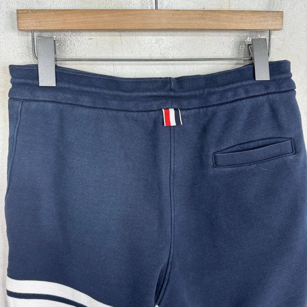 Thom Browne Navy Striped Sweat Shorts