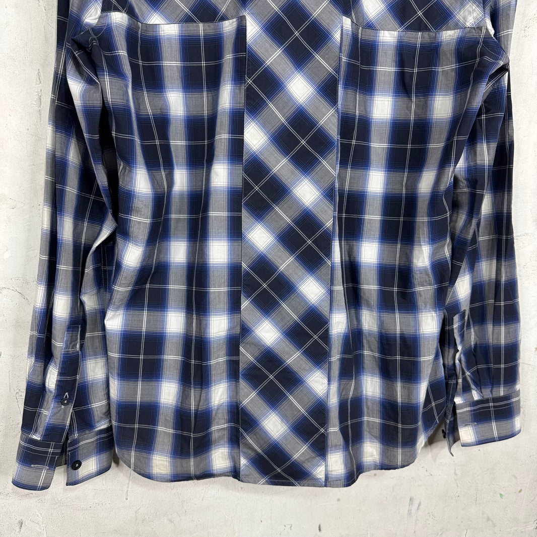 Givenchy Blue/White Plaid Button-Up Shirt