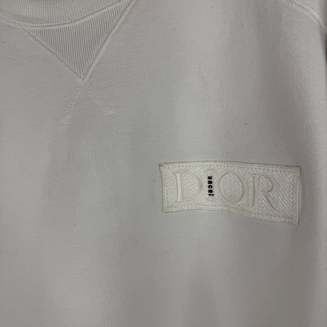 Dior Sacai White Zip Detail Crewneck