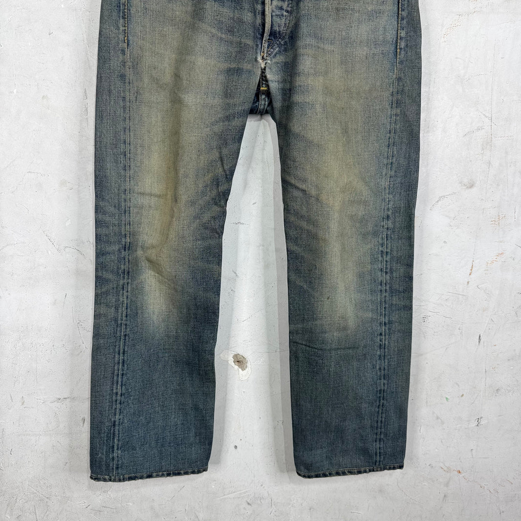 RRL Faded Medium Wash Straight Legged Jeans
