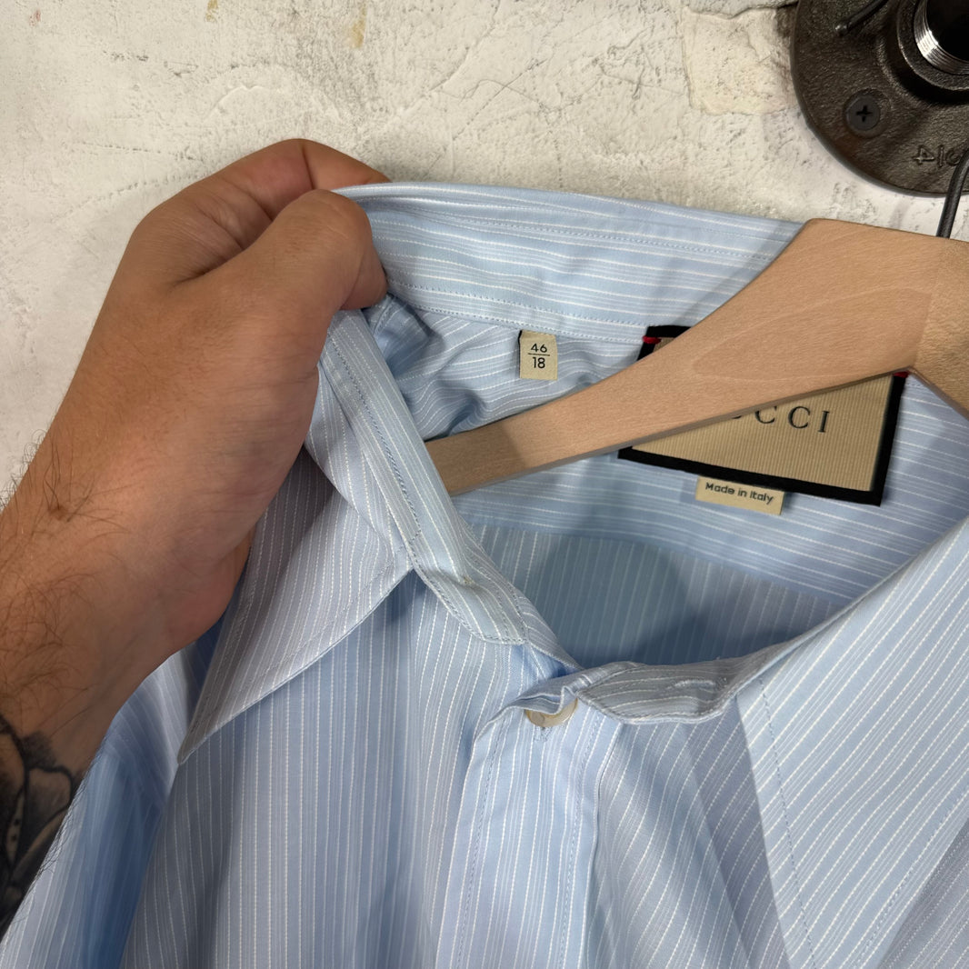 Gucci Blue Striped Buttoned Shirt