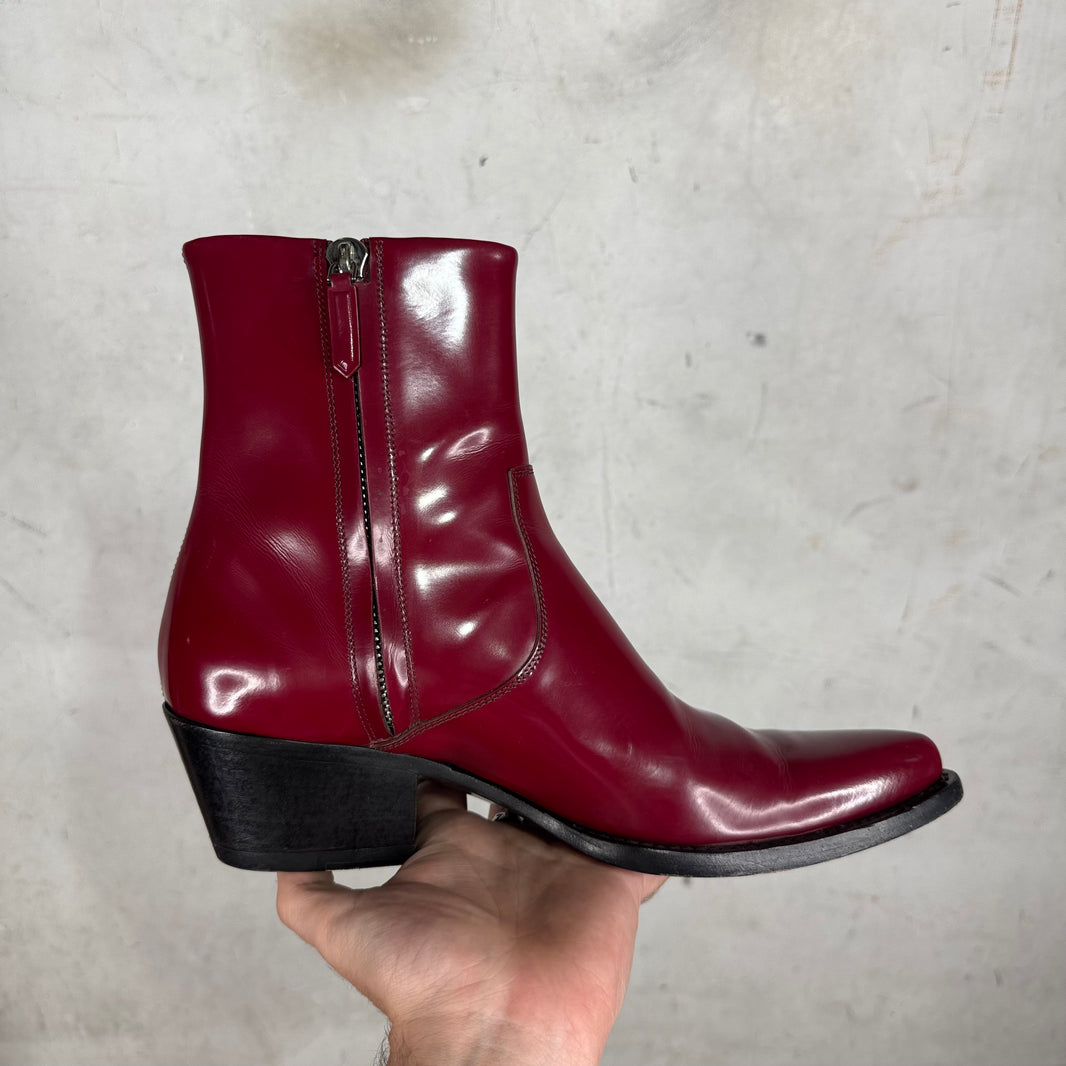 Calvin Klein 205W39NYC Maroon Patent Western Boots