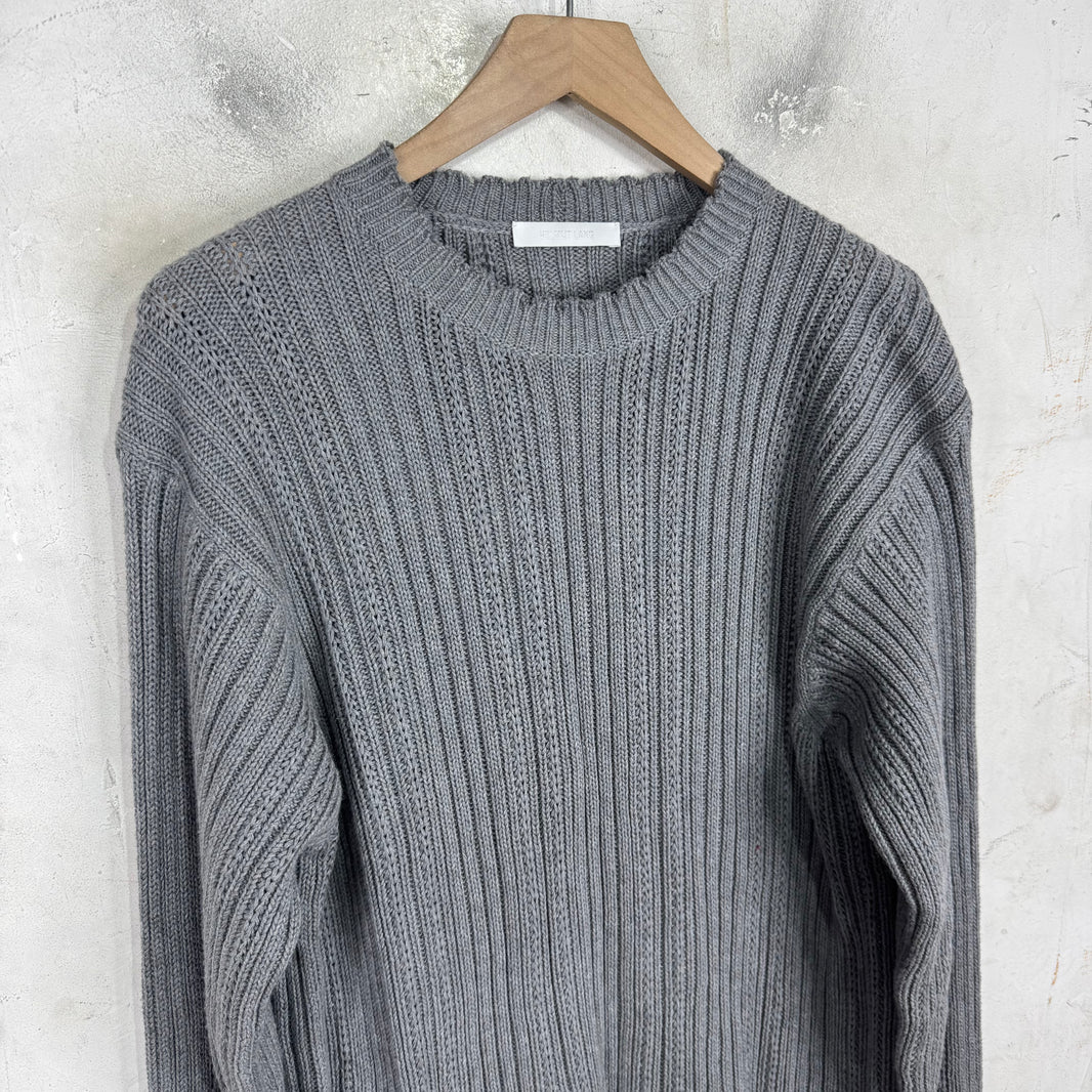 Helmut Lang Grey Ribbed Knit Sweater