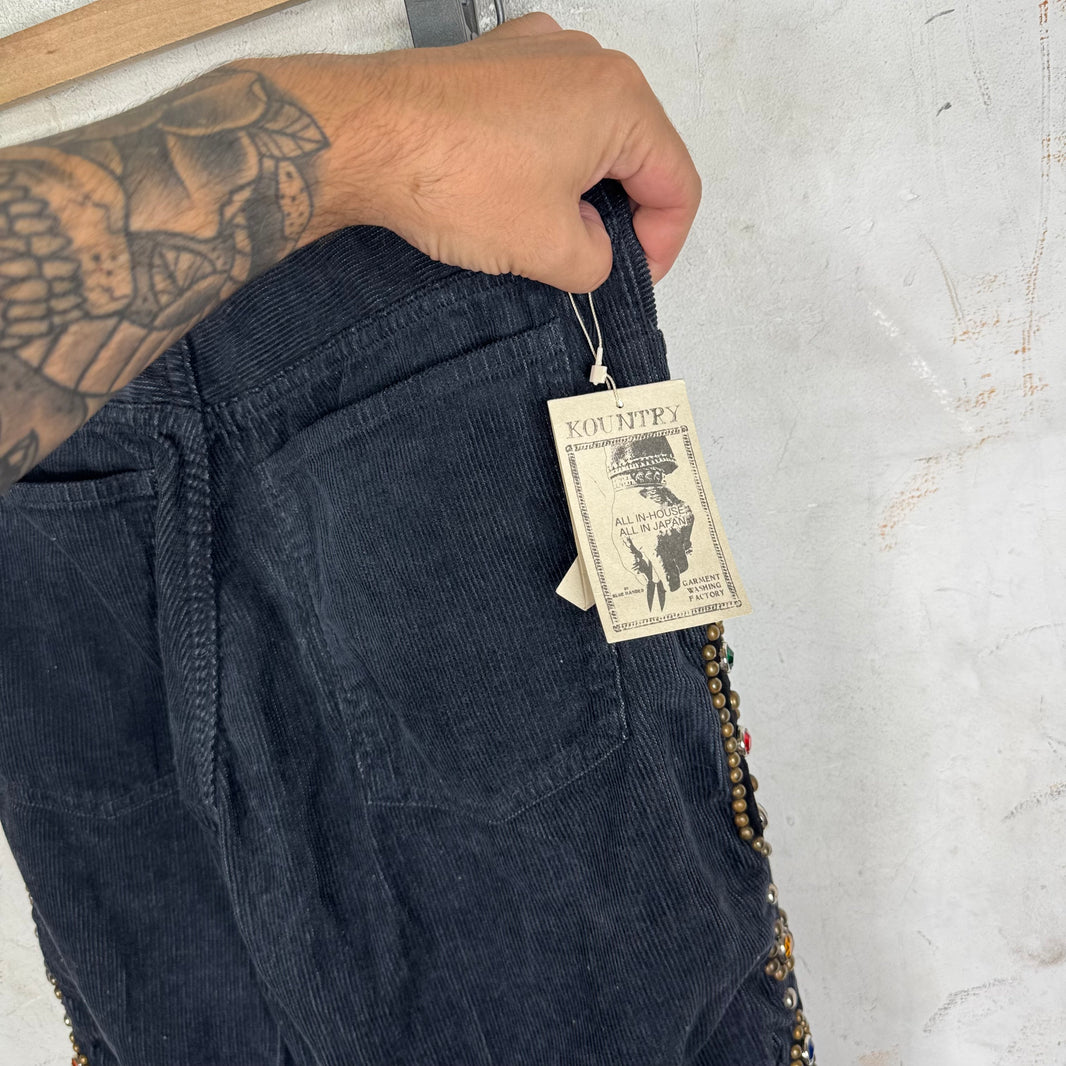 Kapital Corduroy Bondage Laced Gemstone Pants