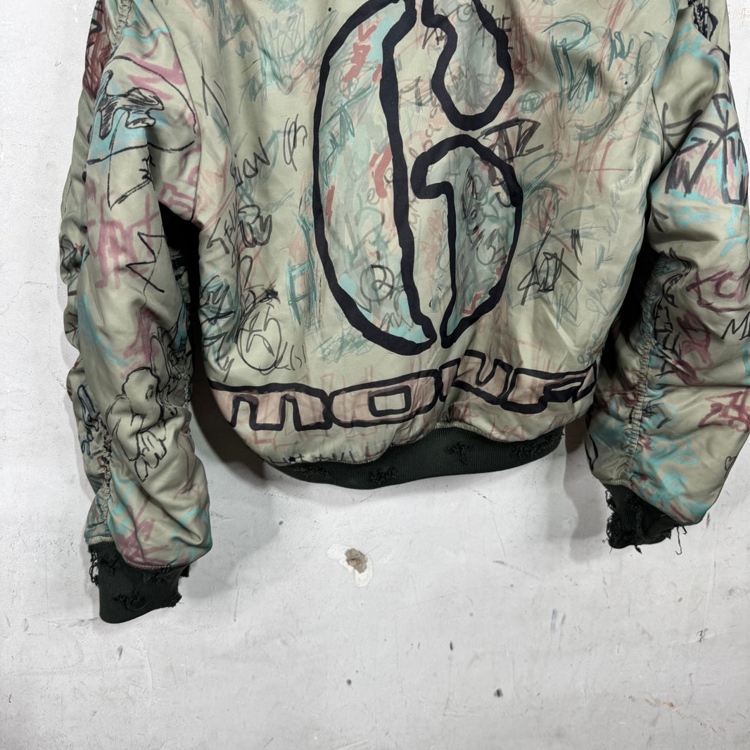 Mowalola Cropped Grafitti Bomber Jacket