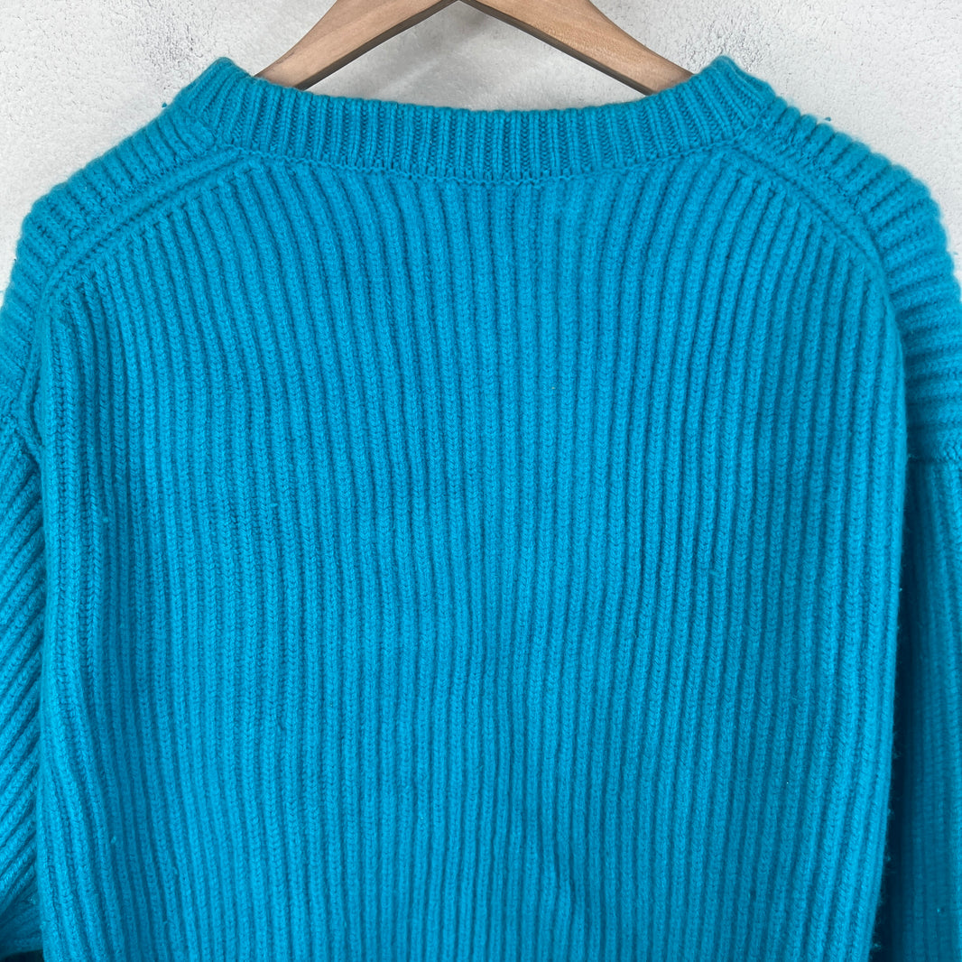 Jil Sander Blue Asymmetric Knit Sweater