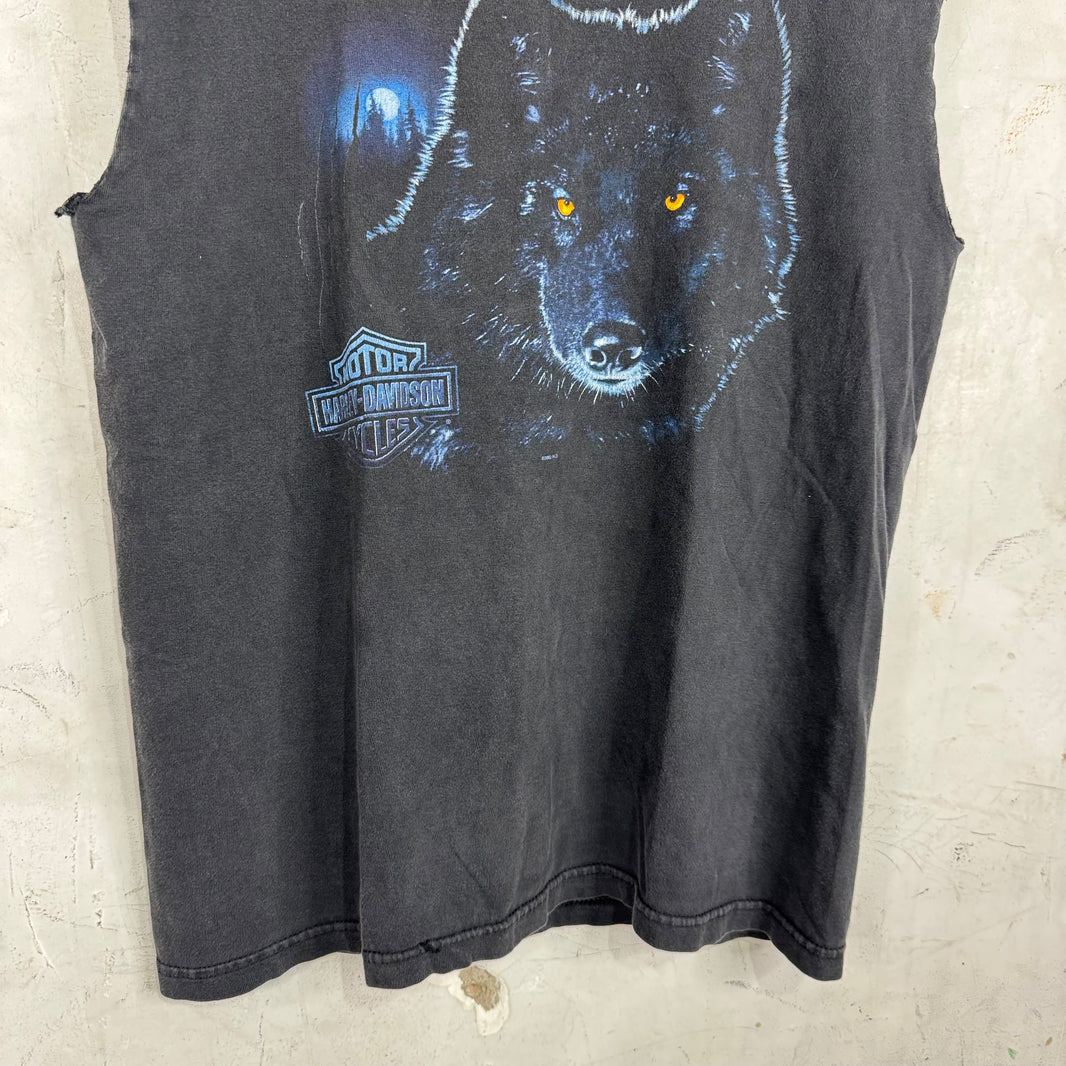 Vintage Harley Davidson Wolf Cutoff T-Shirt