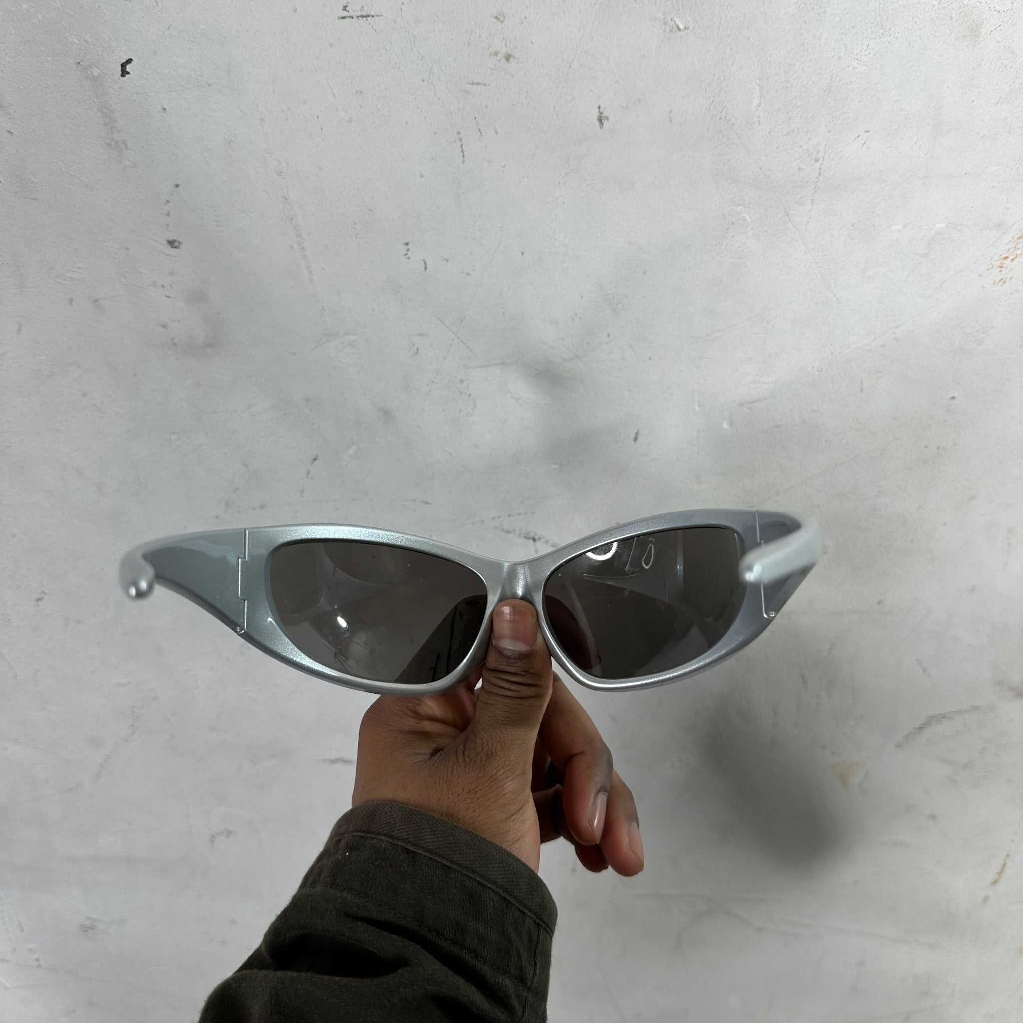 Balenciaga Silver XXL Skin Cat Sunglasses