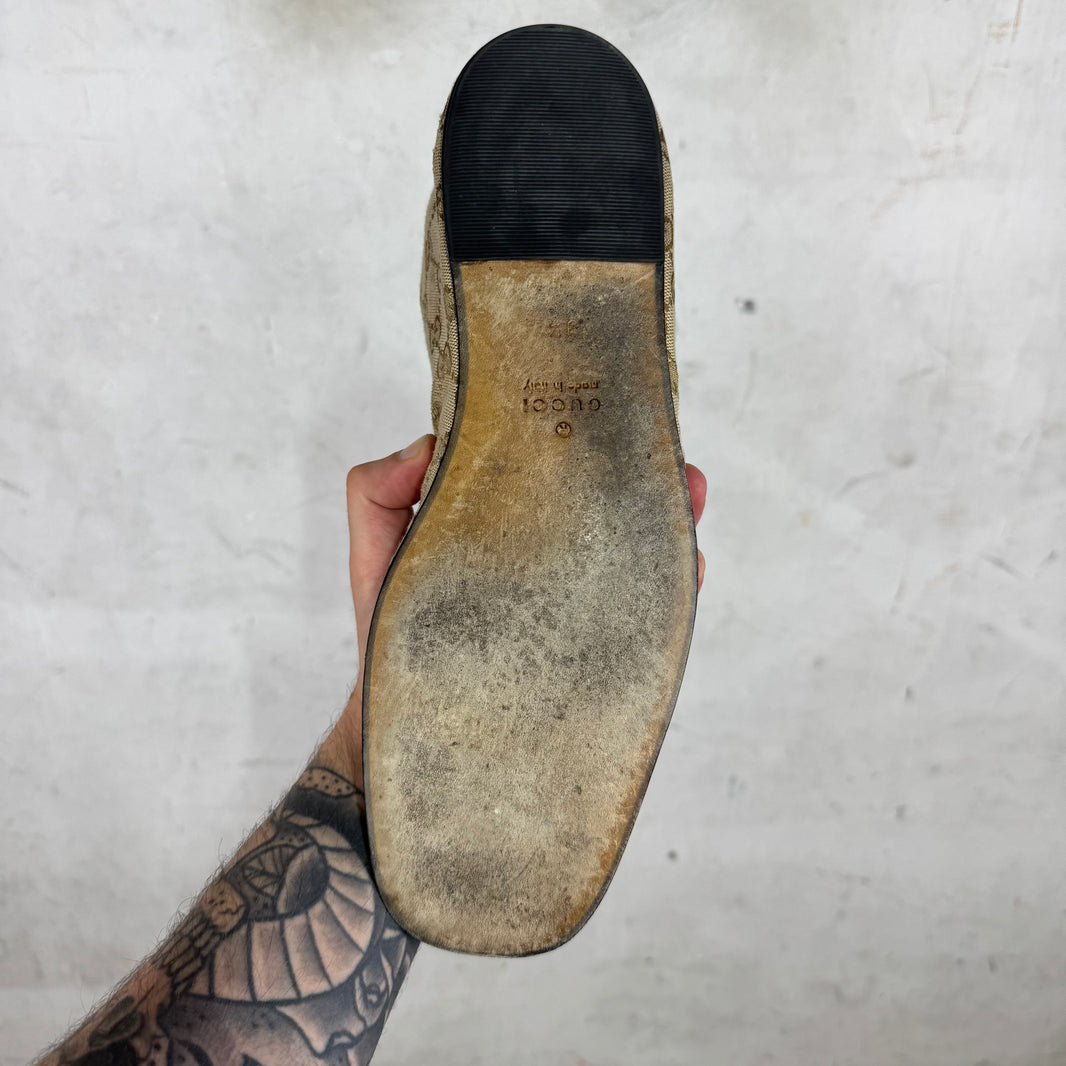 Gucci Monogram Distressed Raggazo Mules