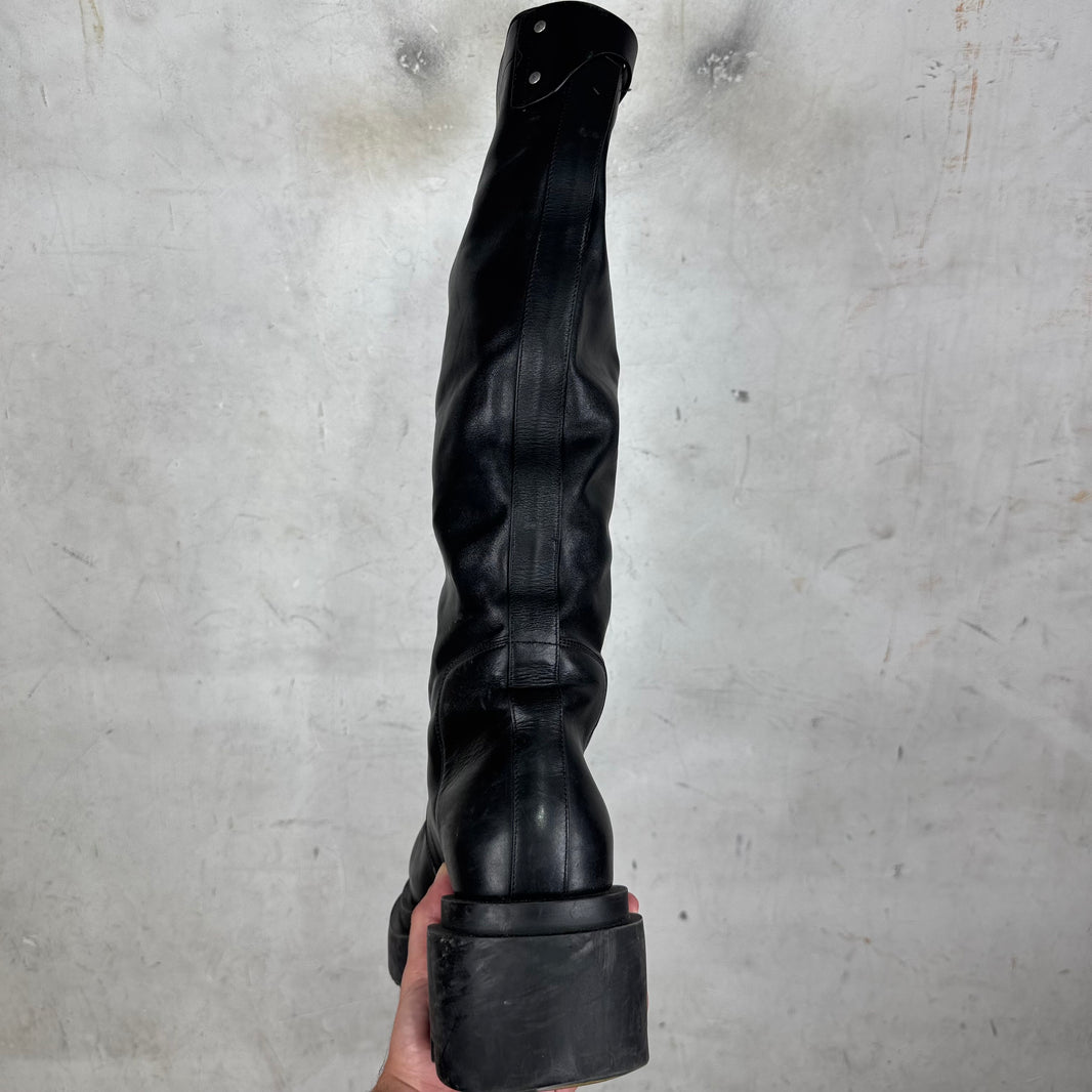 Rick Owens Mid Top Leather Bogun Boots