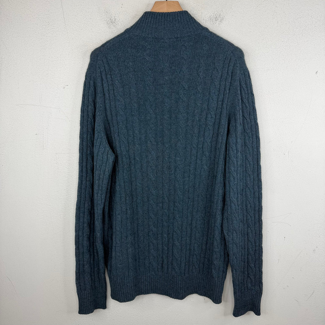 Loro Piana Blue Baby Cashmere Quarter Zip Jacket