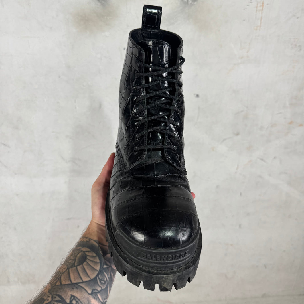 Balenciaga Embossed Croc Strike Boots
