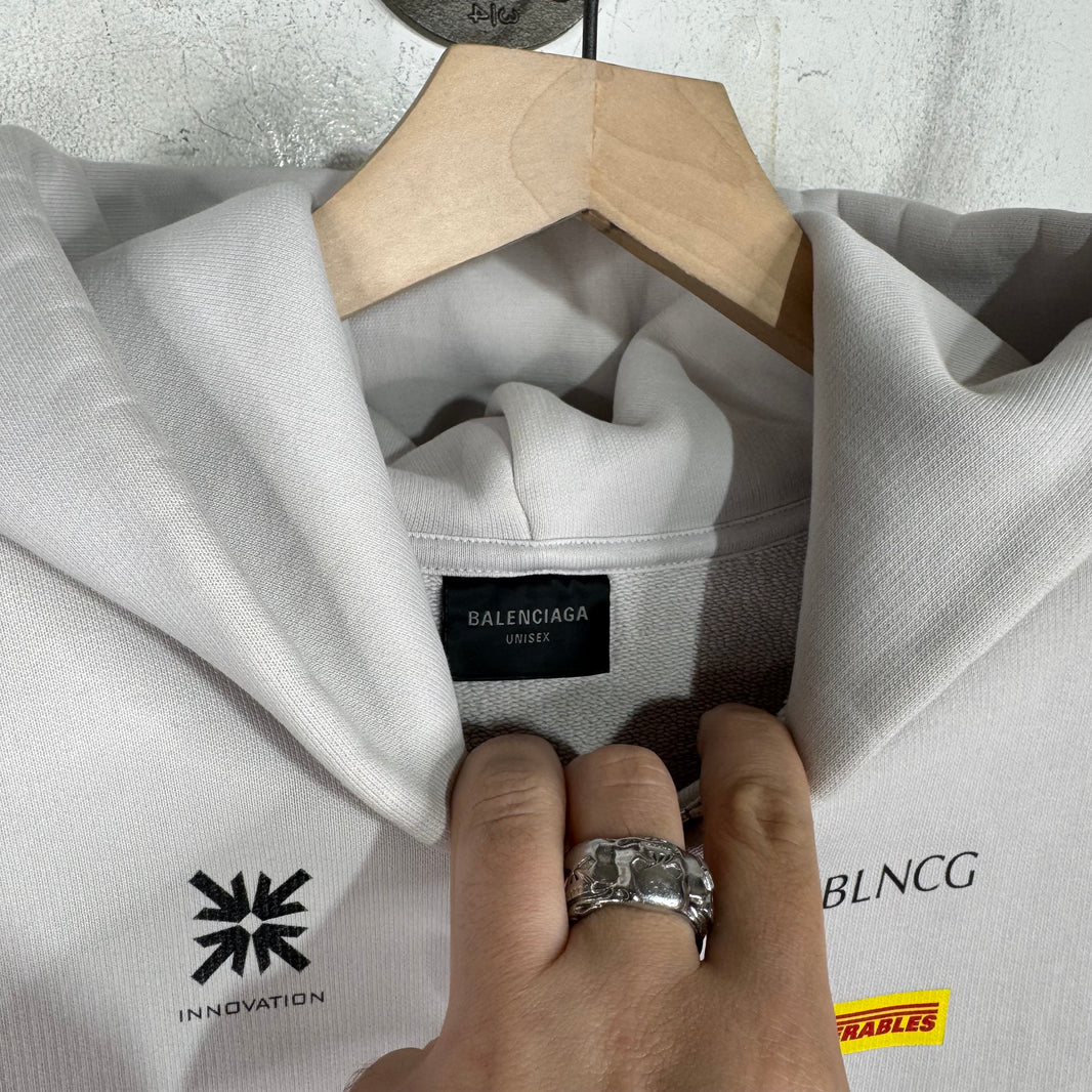 Balenciaga Multi Logo Shrunken Zip Hoodie