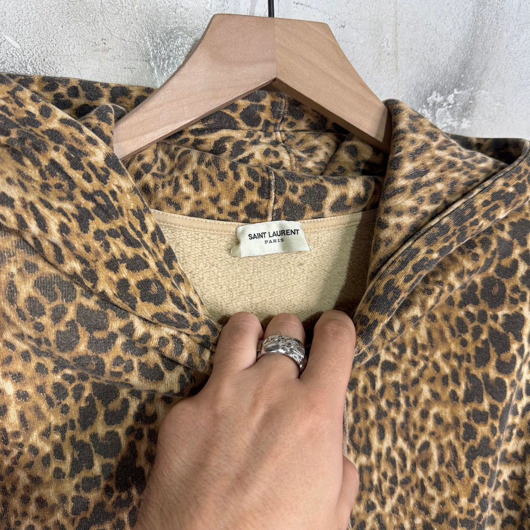 Saint Laurent Cheetah Print YSL Logo Hoodie