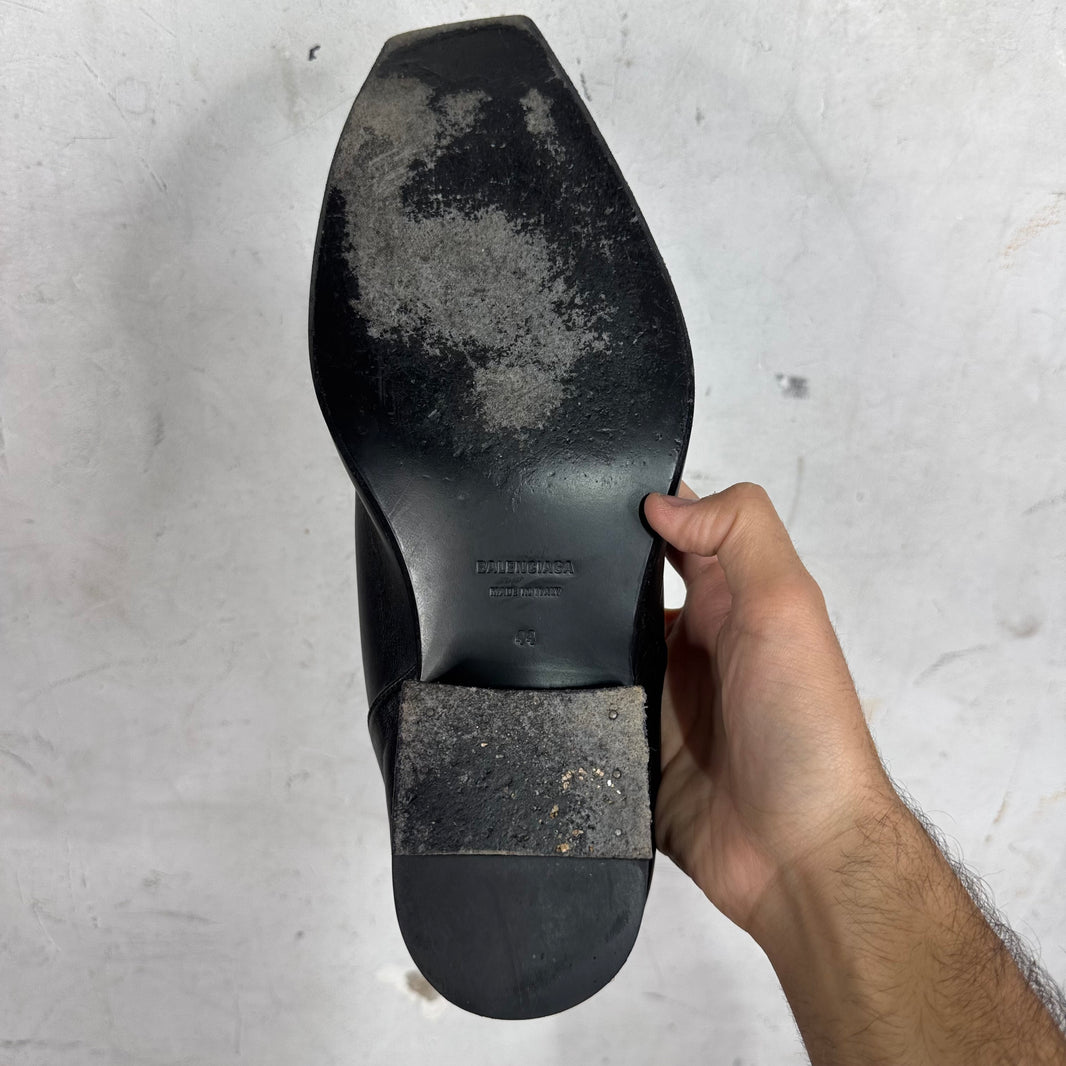 Balenciaga Black Leather Romeo Mules