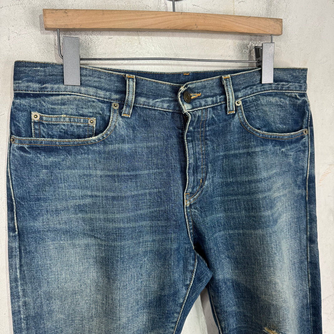 Saint Laurent Distressed Medium Wash D02 Jeans