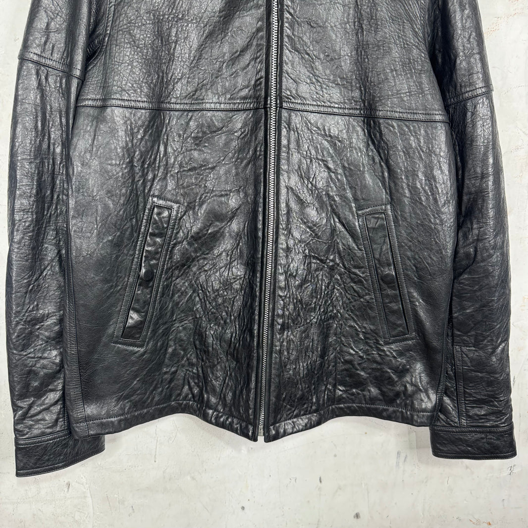Rick Owens Temple Pebbled Leather Strapped Jacket