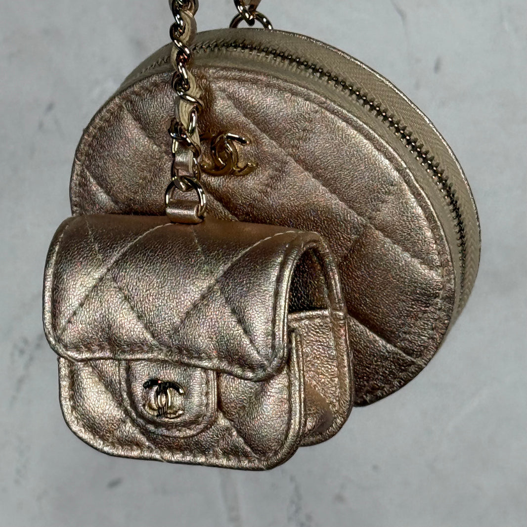 Chanel Mini Quilted Charm Chained Pouches