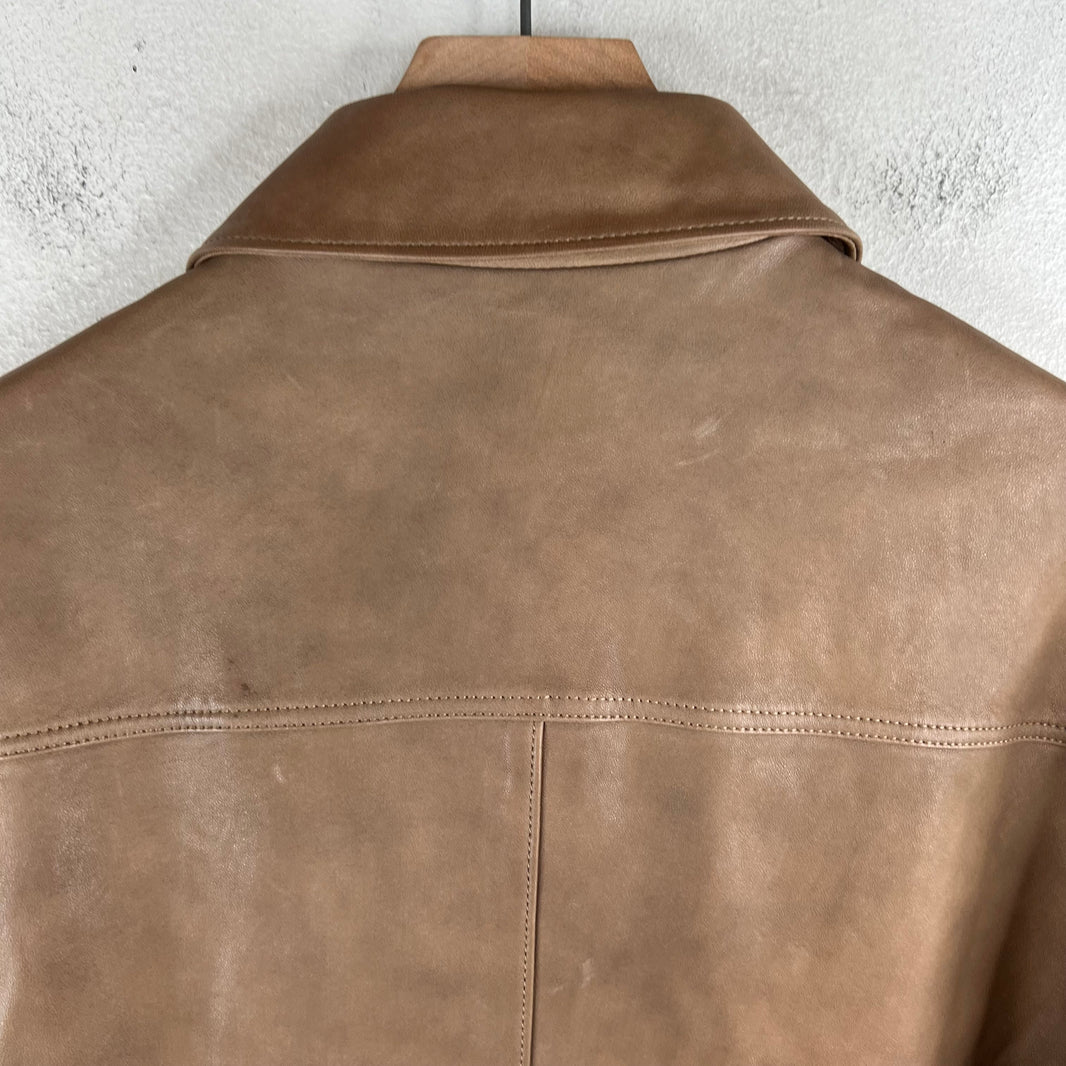 Prada Brown Nappa Lambskin Zip Shirt