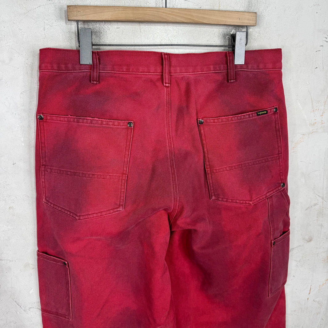 Supreme Red Faded Logo Carpenters