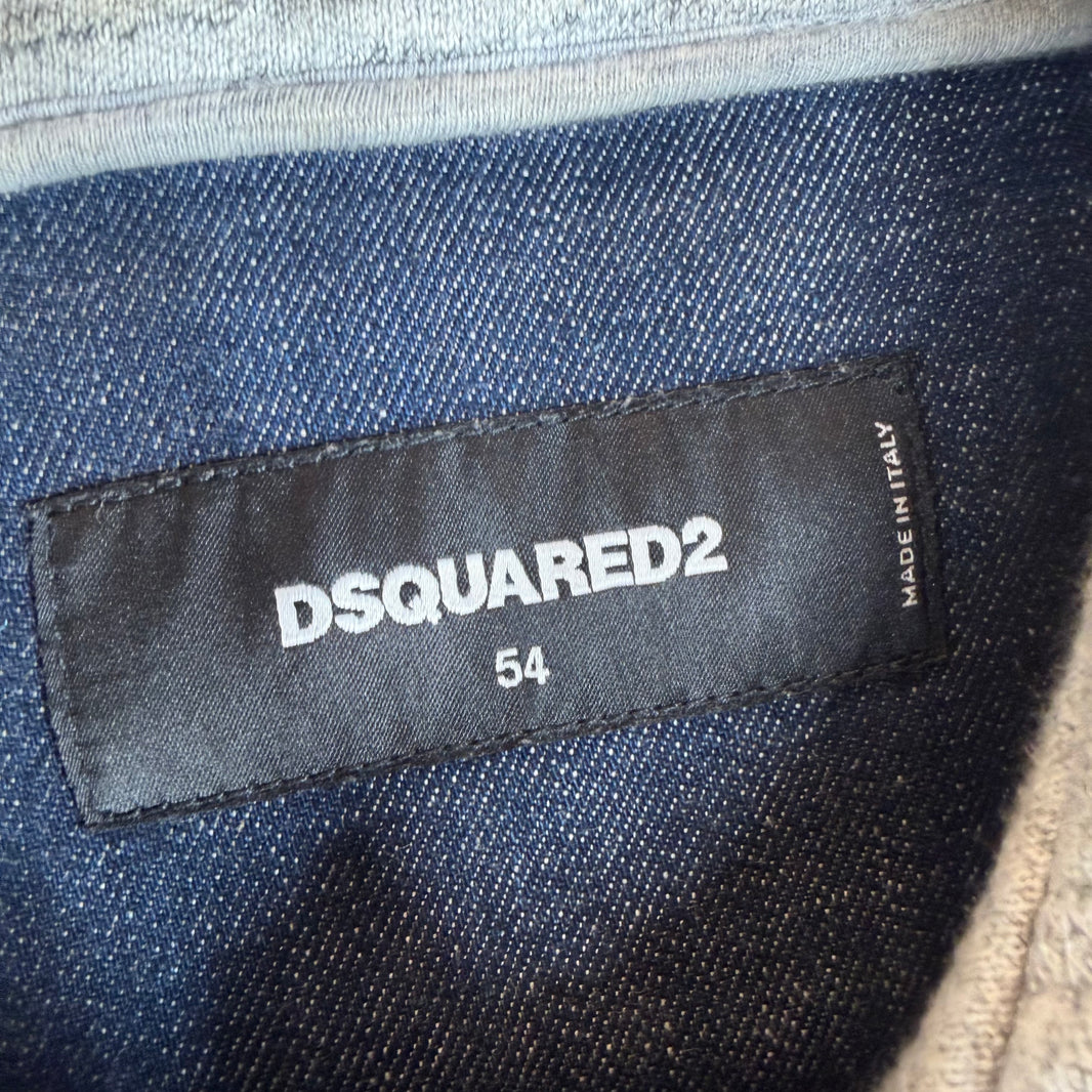Dsquared Hybrid Leather/Denim Jacket Hoodie
