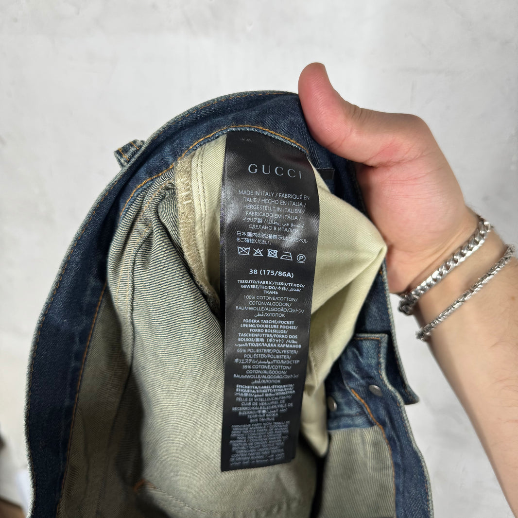 Gucci Washed Blue Horsebit Jeans