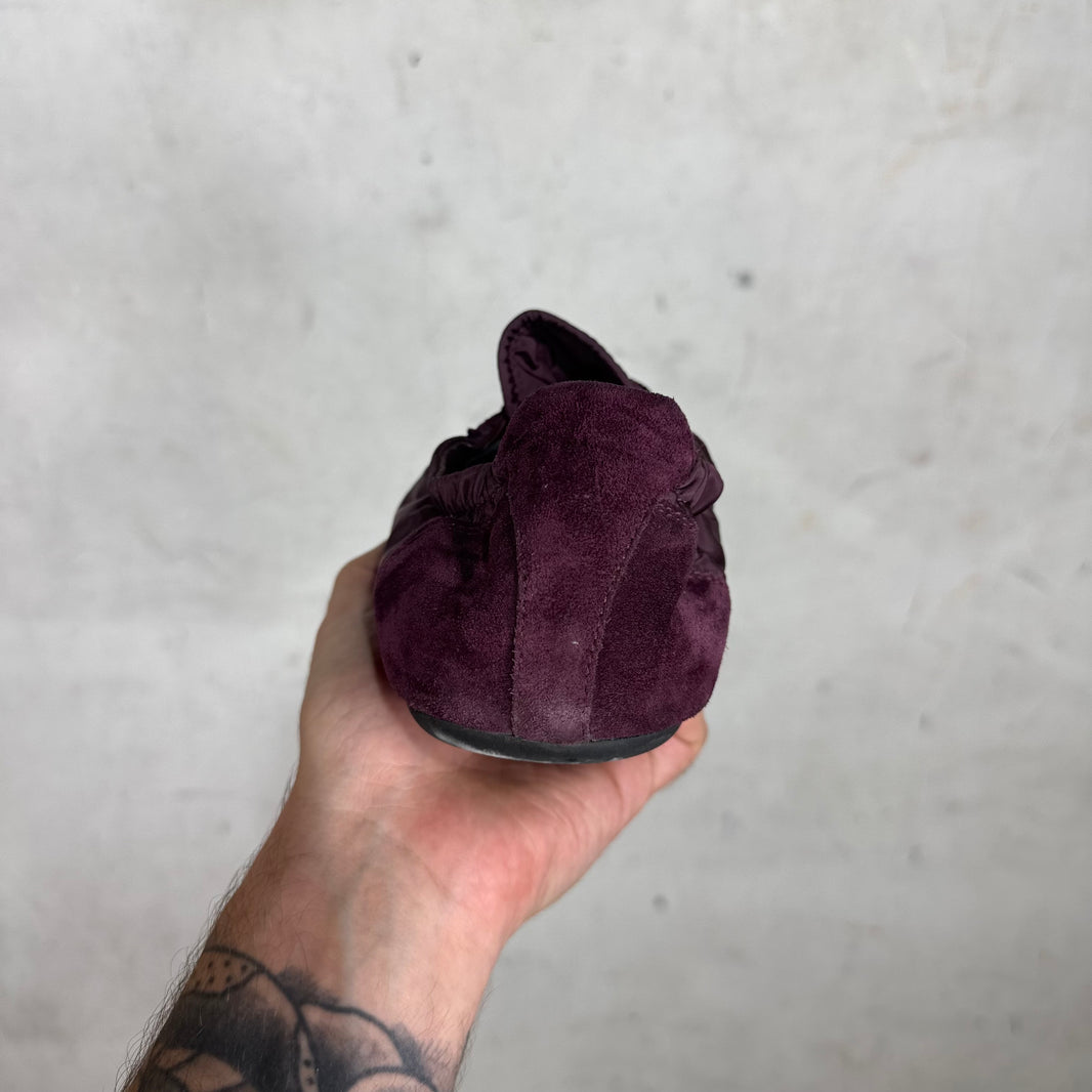 Prada Maroon Nylon Collapse Sneakers