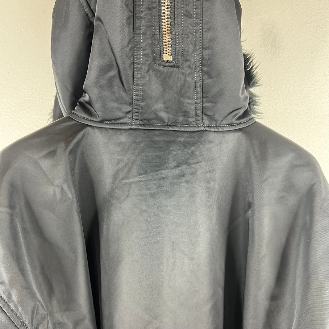 Balenciaga Faux Fur Hooded Bomber Jacket