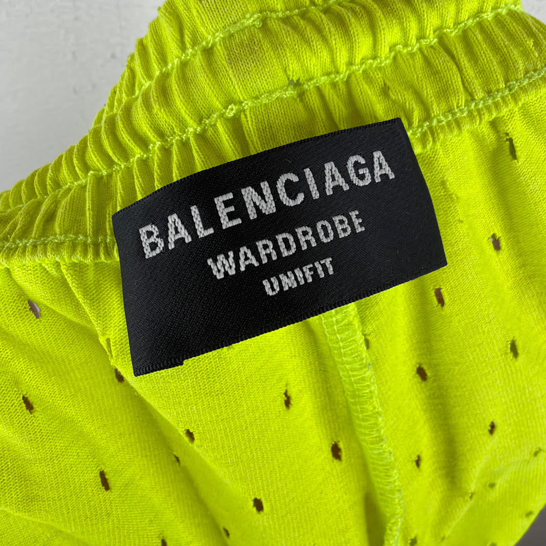 Balenciaga Neon Green Mesh Effect Shorts