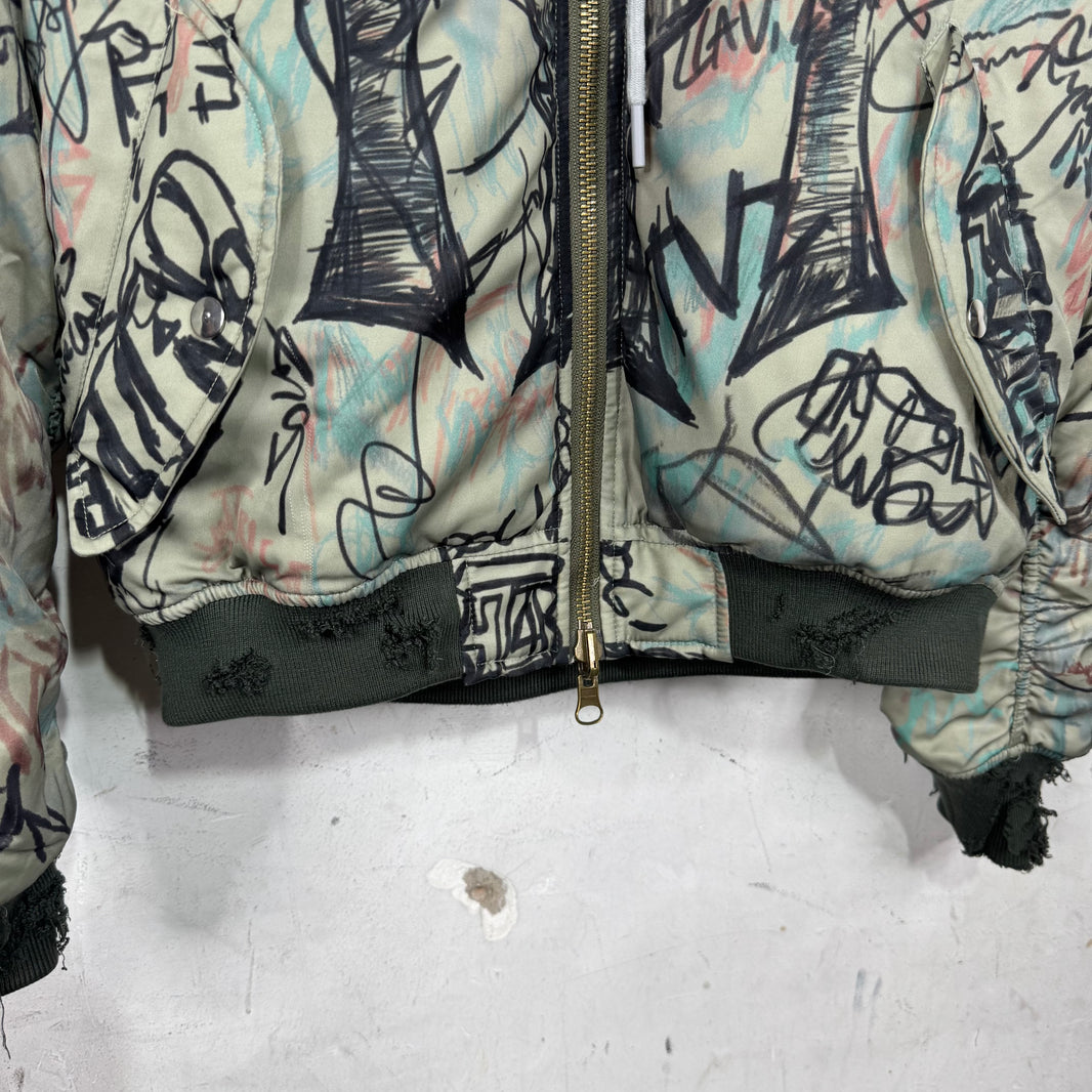Mowalola Cropped Grafitti Bomber Jacket
