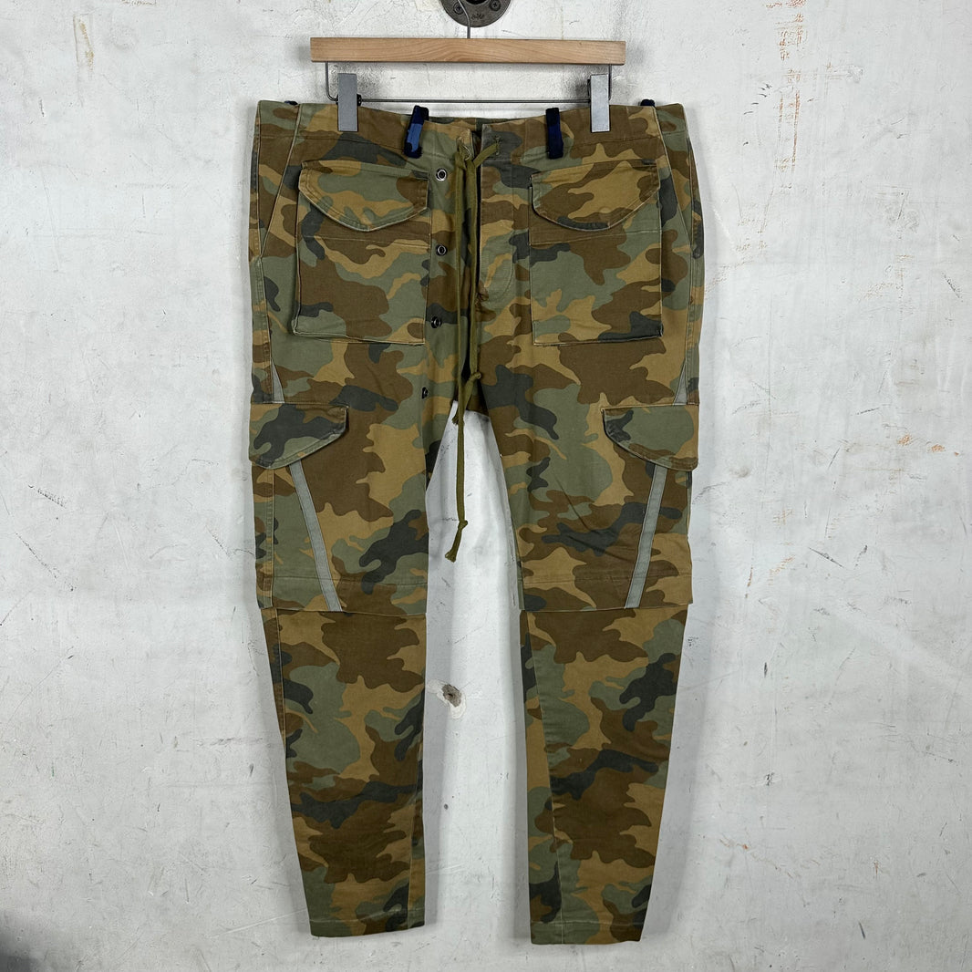 Greg Lauren Camouflage Green Cargo Pants