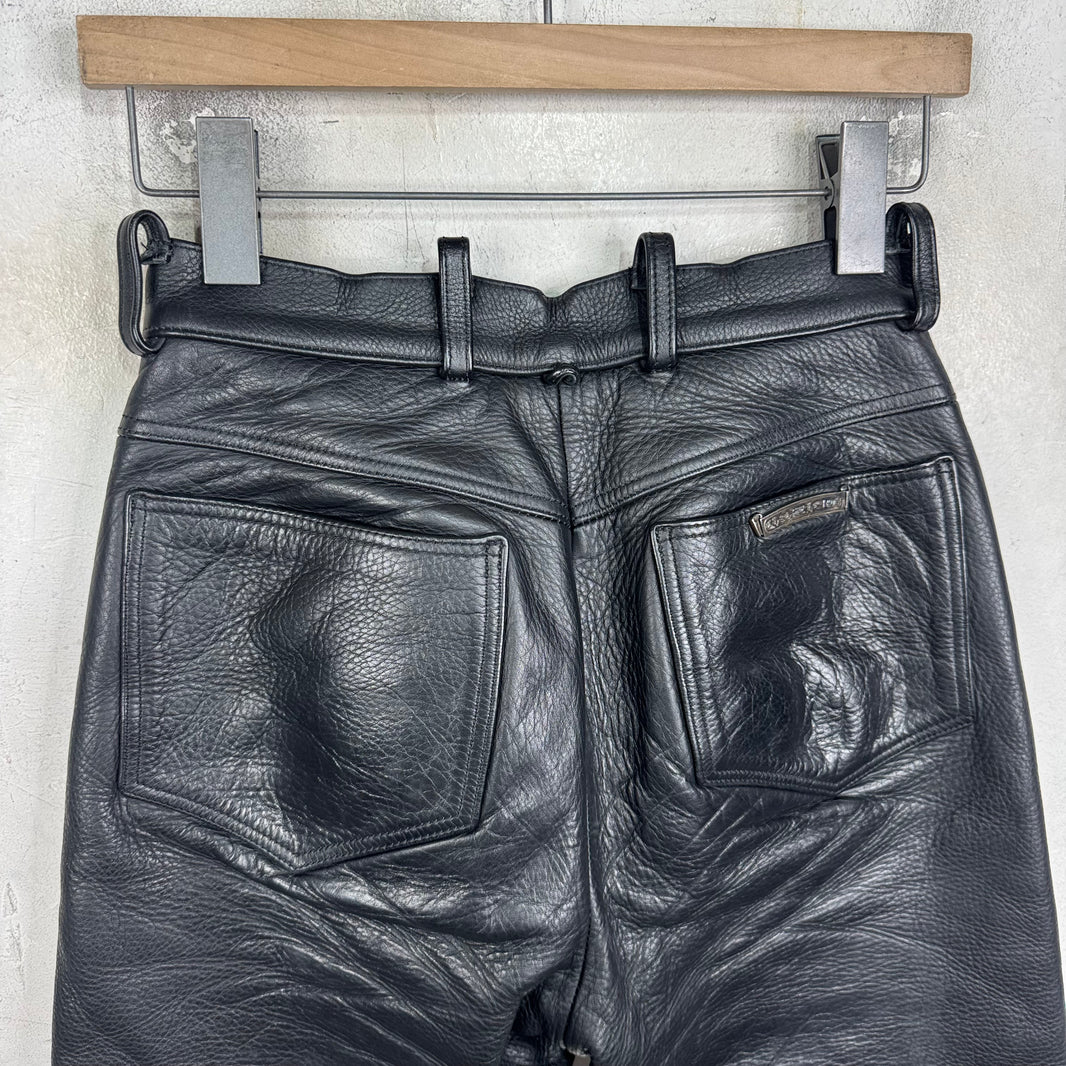 Chrome Hearts Heavy Leather Fleur Knee Pants