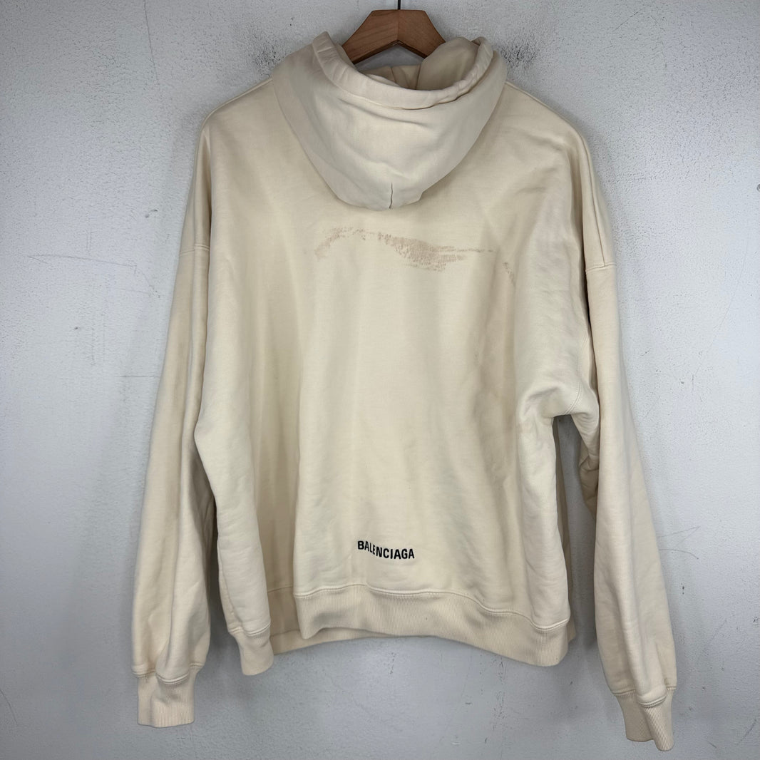 Balenciaga Cream Back Logo Zip-Up Hoodie