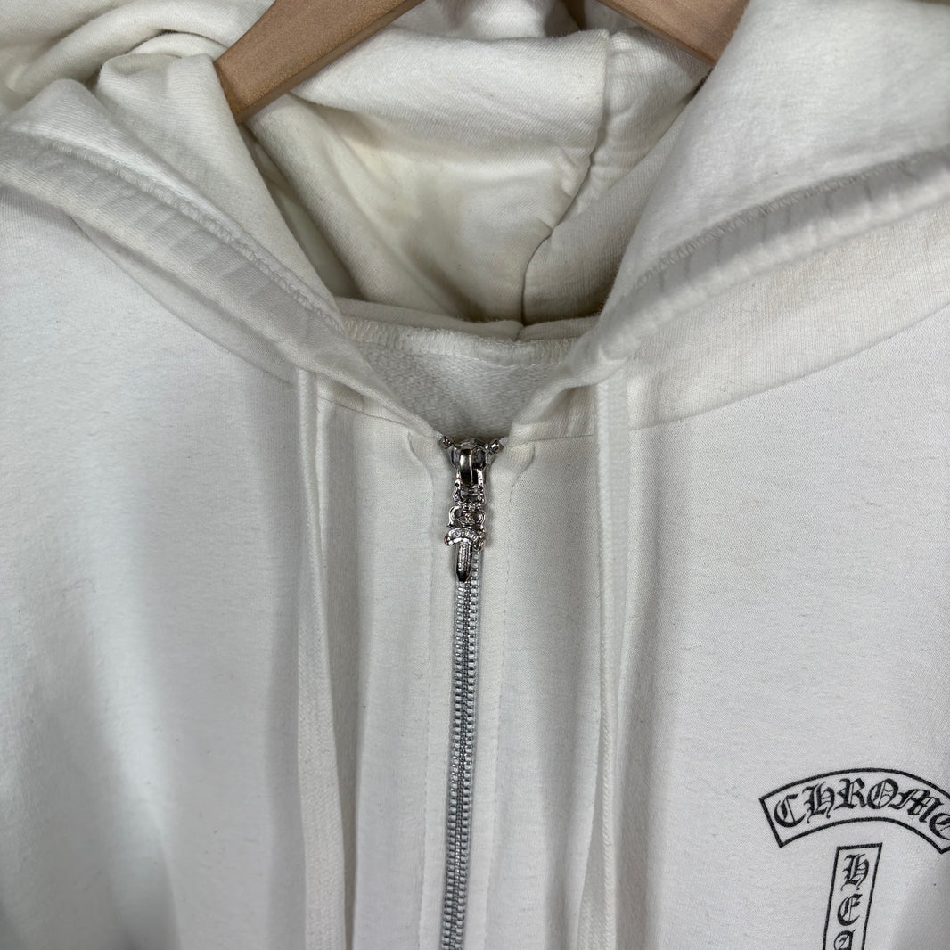 Chrome Hearts TBar White Zip Hoodie