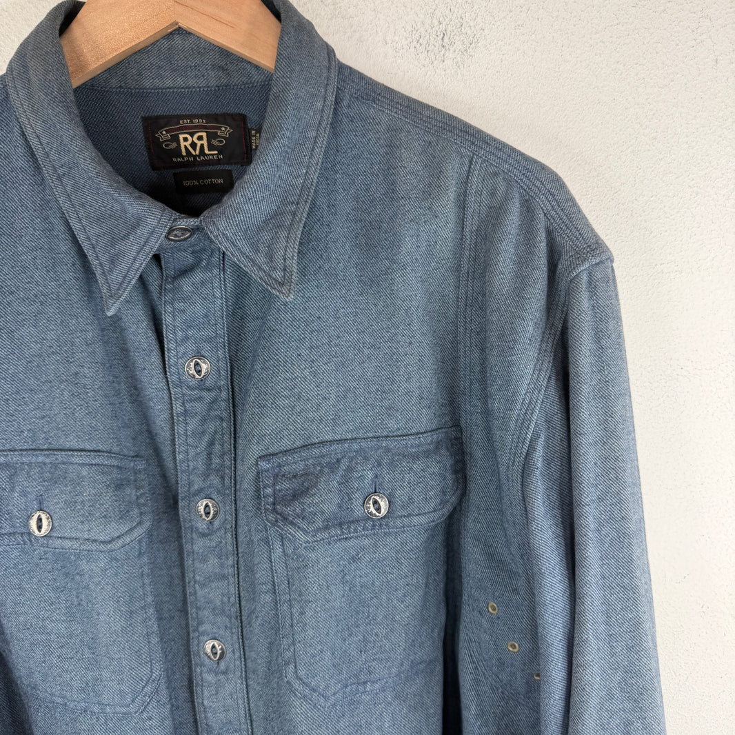RRL Eye Button Up Blue Shirt