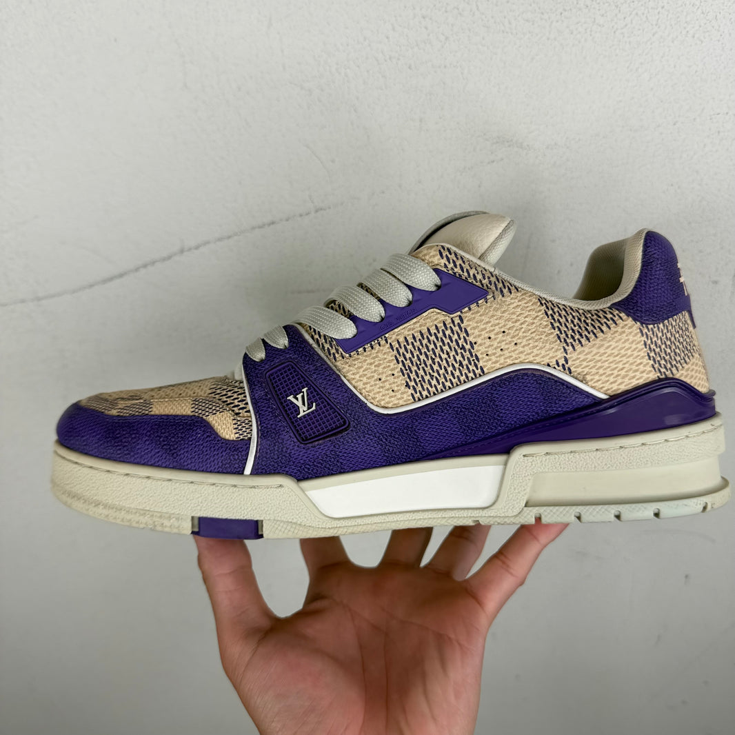 Louis Vuitton Purple/Cream Damier Trainers
