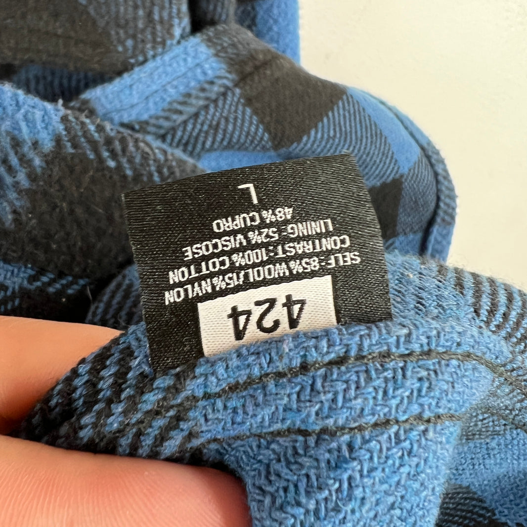 424 Blue Hooded Flannel Jacket