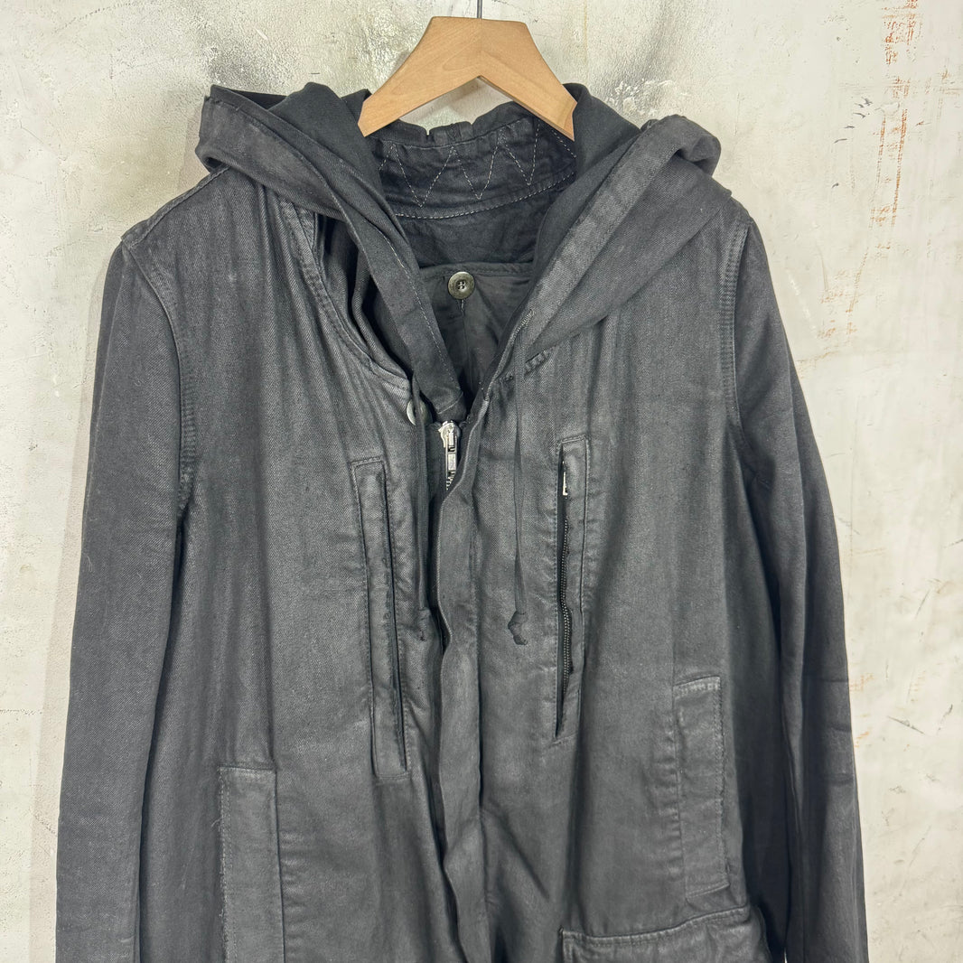 DRKSHDW Waxed Denim Fishtail Parka