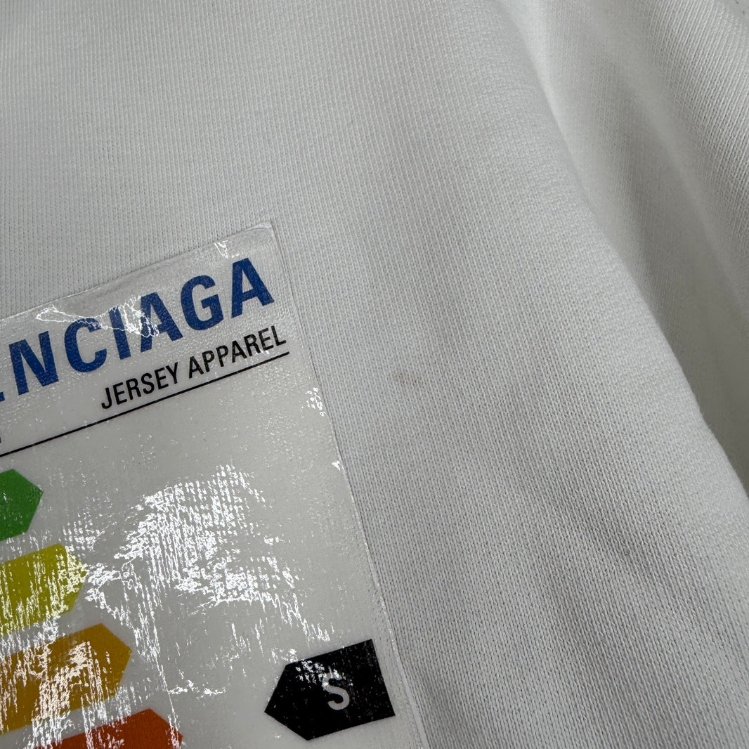 Balenciaga White Energy Label Zip Up Hoodie
