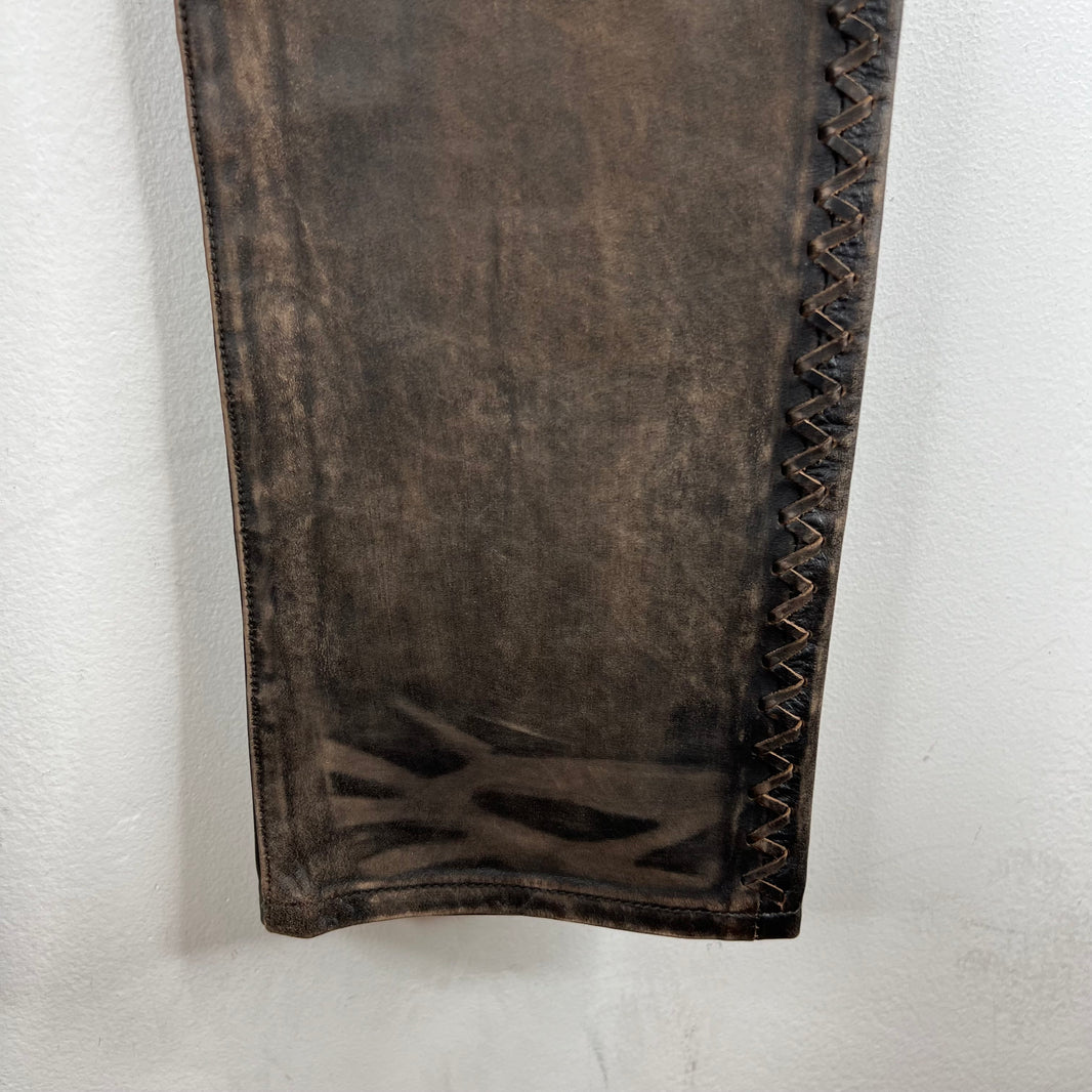 RRL Cross Stitch Leather Jeans