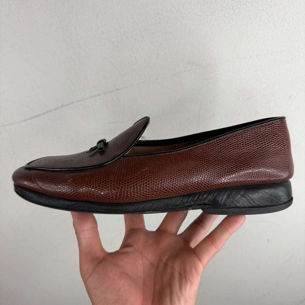 Belgian Shoes Leather Textured Loafers
